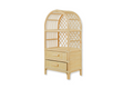Boho Rattan Kids Bookshelf & Toy Storage – Montessori Doll Shelf, Eco-Friendly Nursery & Playroom Furniture (18x11.8x35")