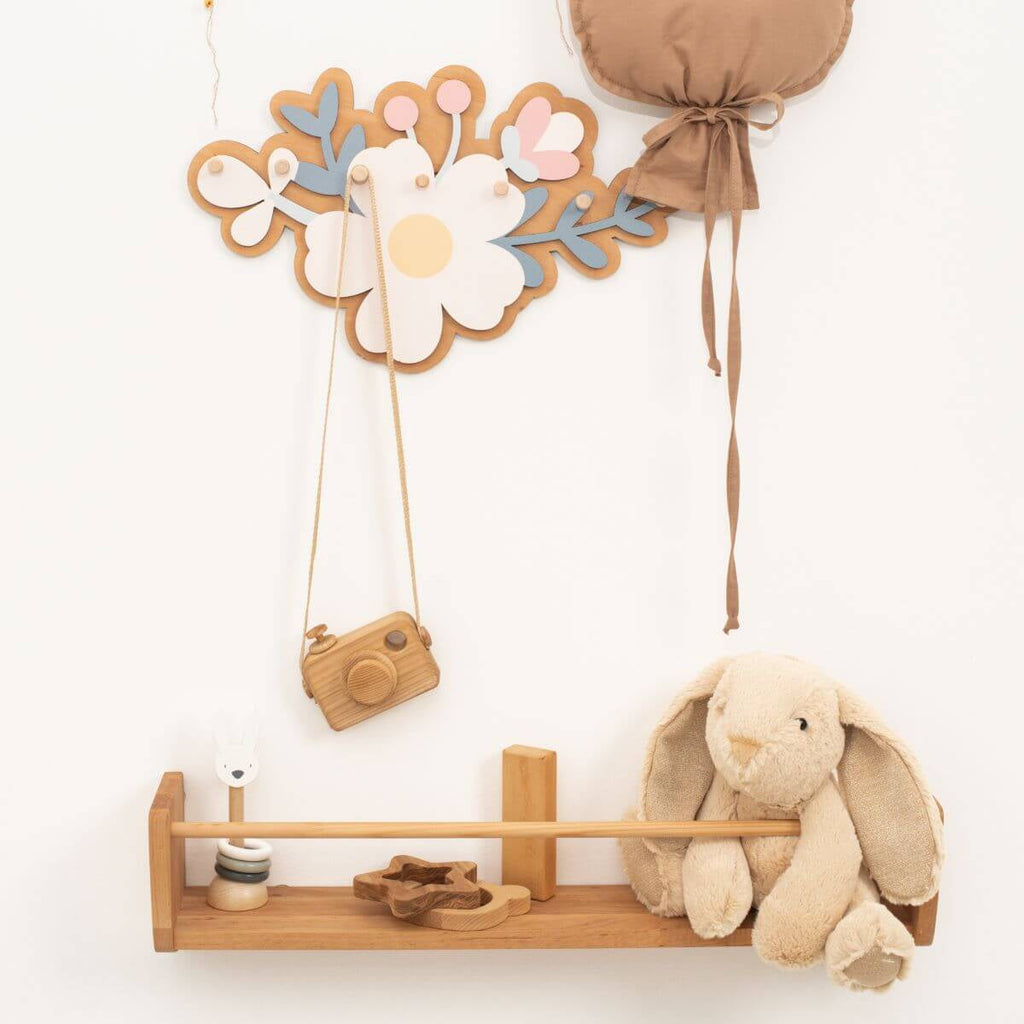 Wooden Flower Wall Hooks for Girls Room – Nursery Wall Hanger for Kids