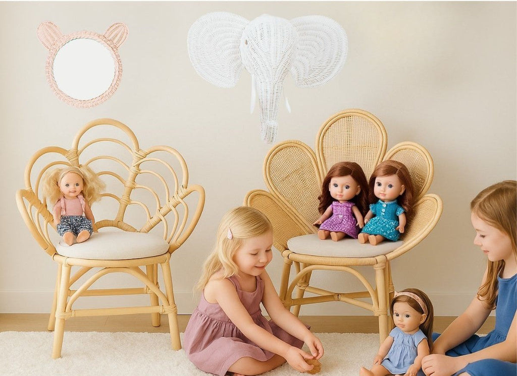 Handmade Rattan Flower Chair for Kids – Blossom Bloom Rattan Chair – Handwoven Flower Chair for Kids and Dolls| Boho Nursery & Playroom Furniture