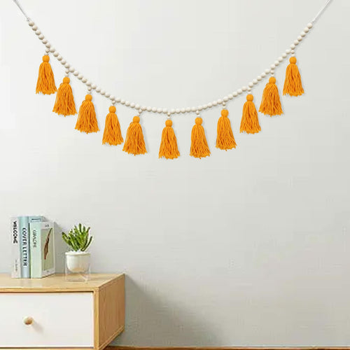 Boho Macrame Tassel Garland with Wood Beads – Nursery & Baby Shower Banner