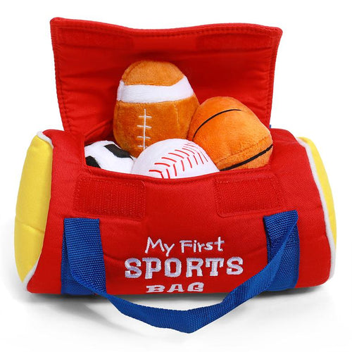 Baby GUND My First Sports Bag Playset – 5-Piece Sensory Plush Toy Set for Babies & Toddlers