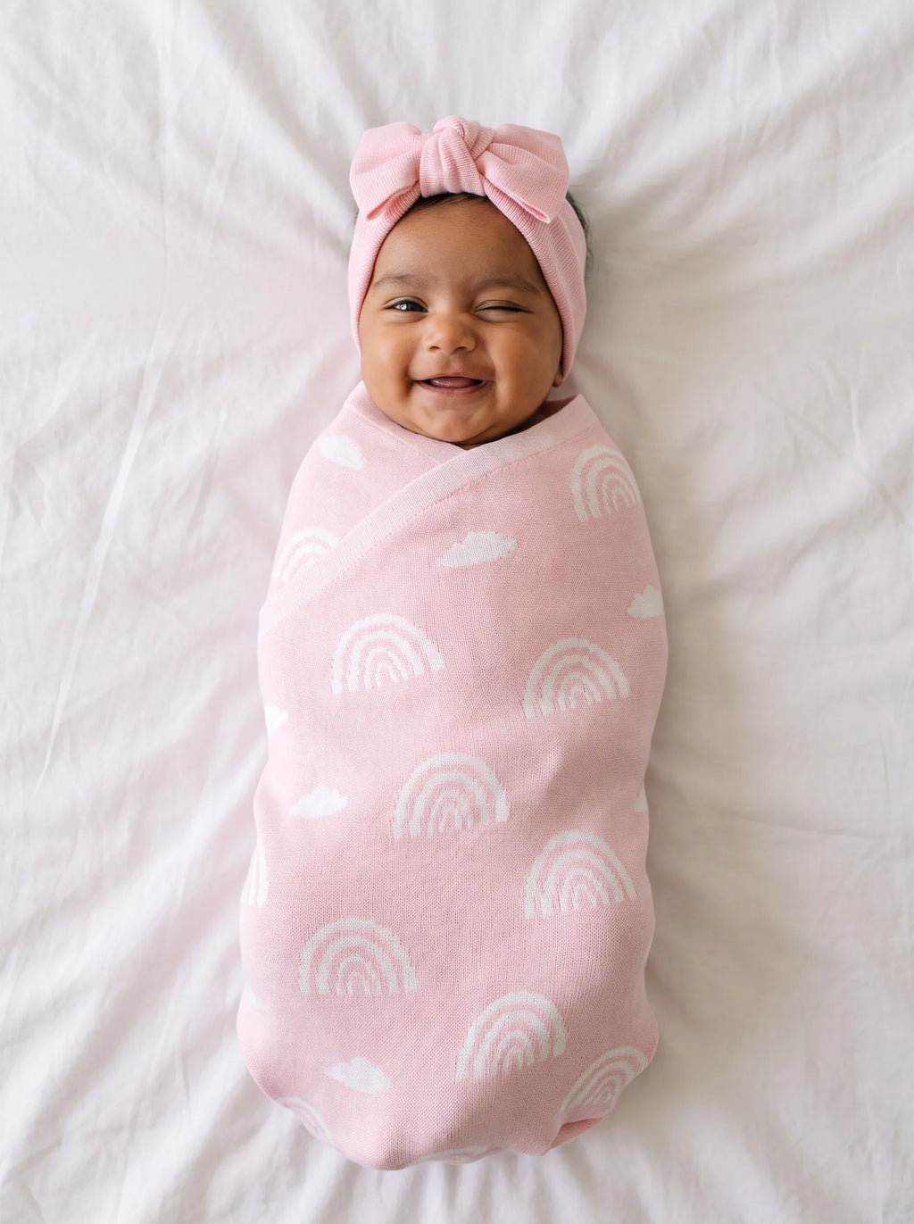 Rainbow Jacquard Knit Baby Blanket – 100% Cotton Heirloom Receiving Blanket, OEKO-TEX Certified, Rainbow Baby Gift