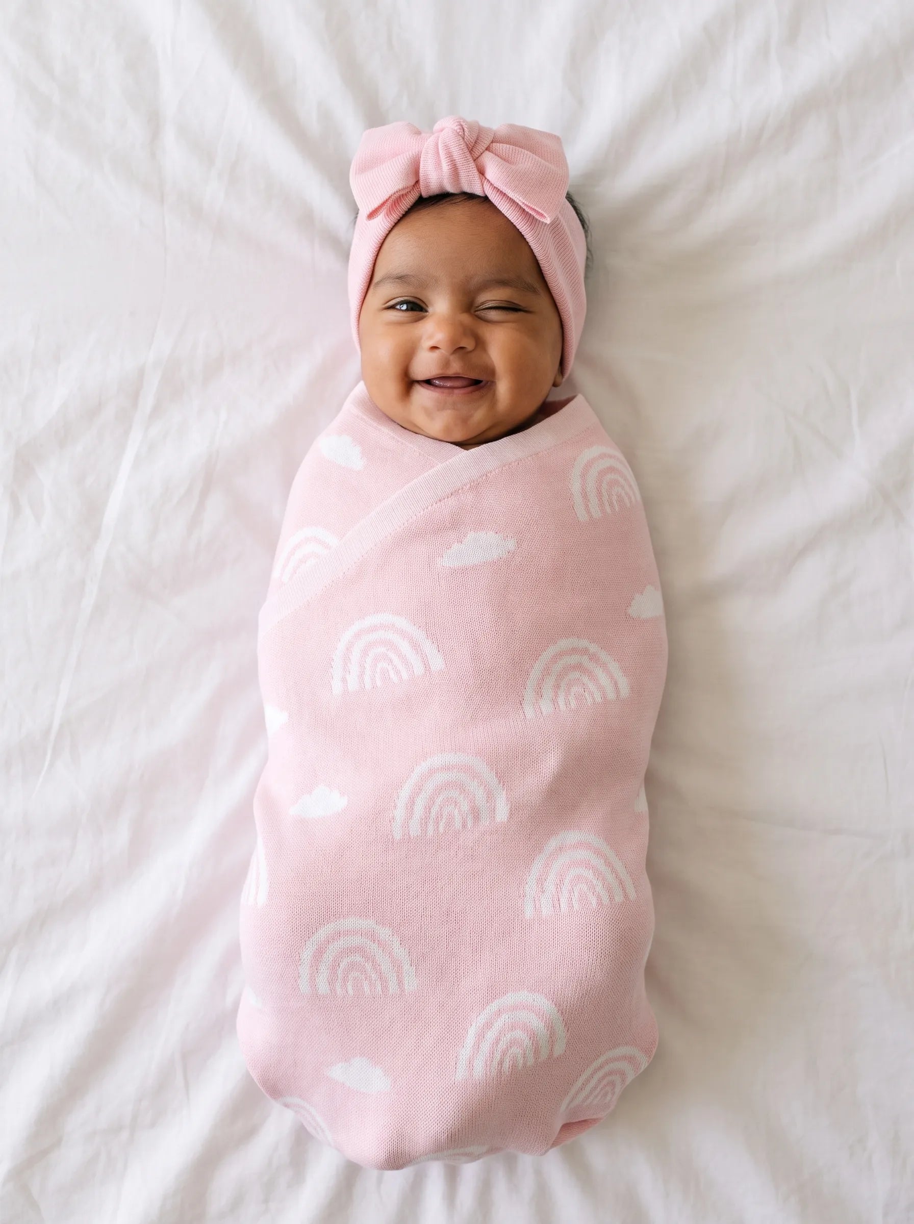 Rainbow Jacquard Knit Baby Blanket – 100% Cotton Heirloom Receiving Blanket, OEKO-TEX Certified, Rainbow Baby Gift