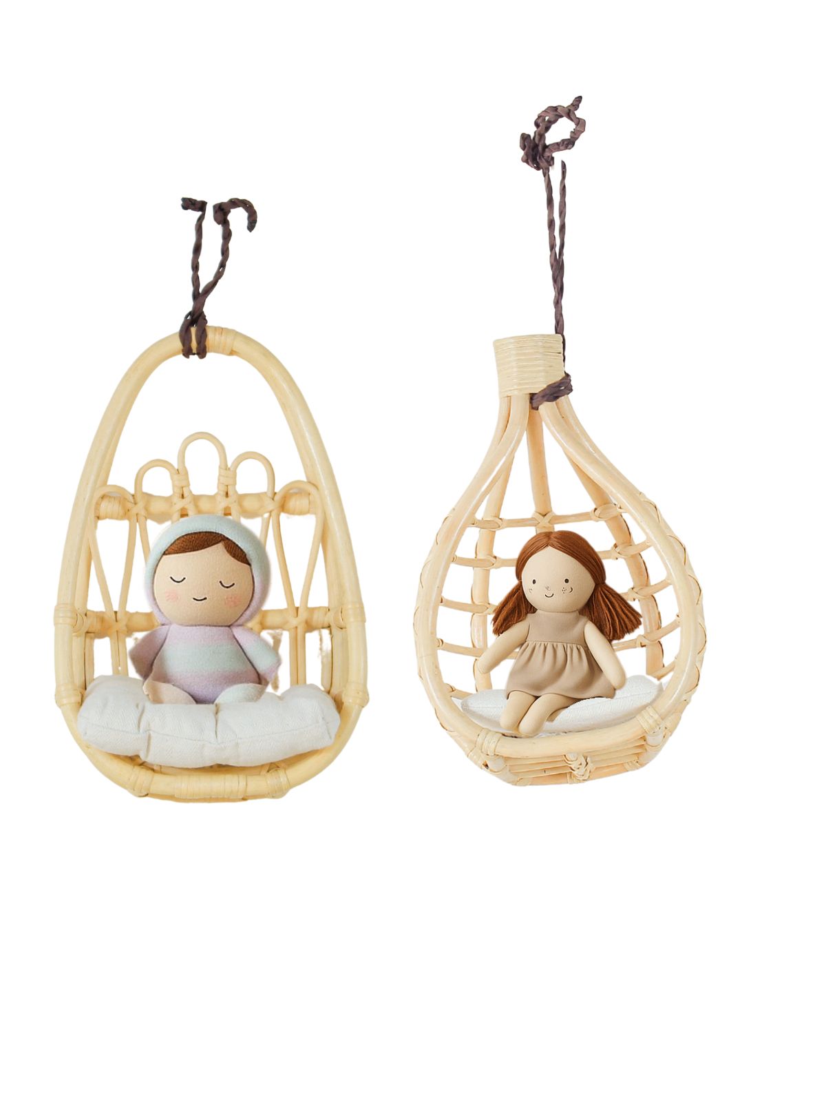 Boho Rattan Doll Wall Chair – Handwoven Nursery Wall Decor & Pretend Play Seat for Girls