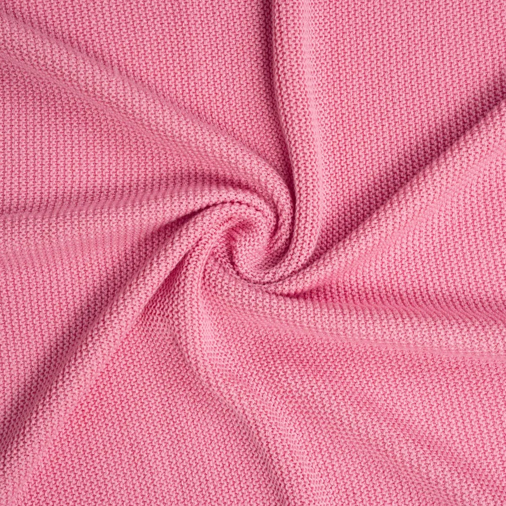 Ruffled Edge Knit Baby Blanket in Rose Pink