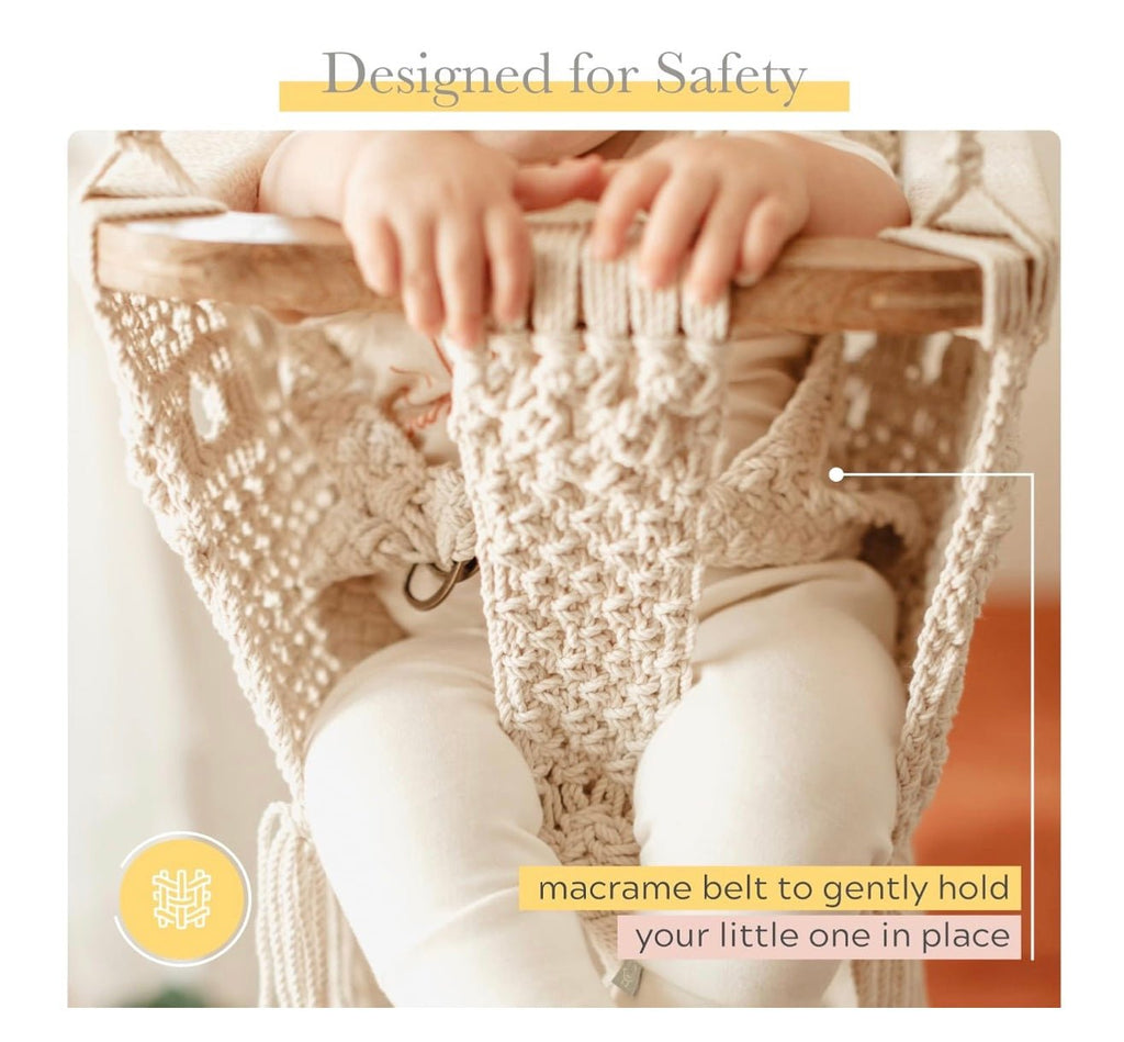 Handmade Organic Macrame Baby Swing – Boho Nursery Swing Chair for Babies & Toddlers