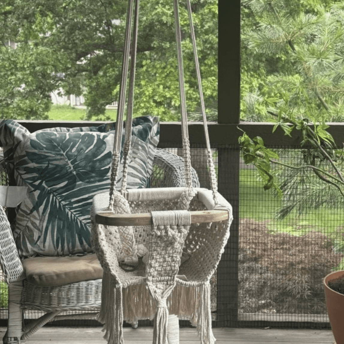 Handmade Organic Macrame Baby Swing – Boho Nursery Swing Chair for Babies & Toddlers