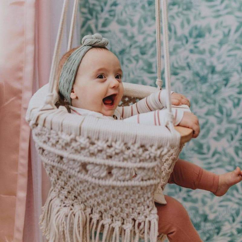Handmade Organic Macrame Baby Swing – Boho Nursery Swing Chair for Babies & Toddlers