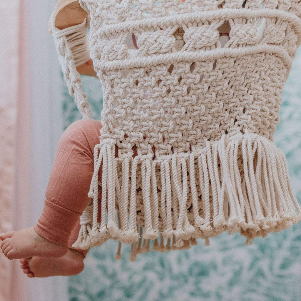 Handmade Organic Macrame Baby Swing – Boho Nursery Swing Chair for Babies & Toddlers